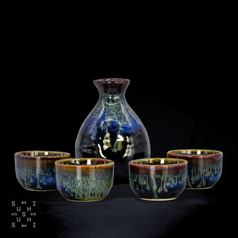 Ceramic Glazed Black, Blue Sakeware Kit