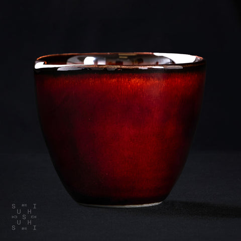 Urushi Lacquered Brown Ceramic Minoware Sake Cup