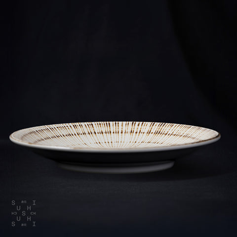 White Large Showa Seito Round Plate
on Black Background