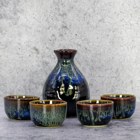 Ceramic Glazed Black, Blue Sakeware Kit