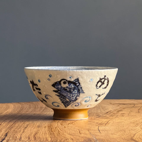 Kanekyu Seito Rice Bowl Blue Tai 125mm