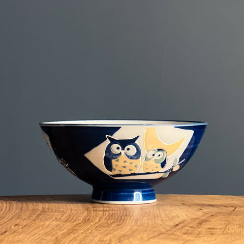 Kōun Bowl, Rabbit, Owl & Fugu 125mm