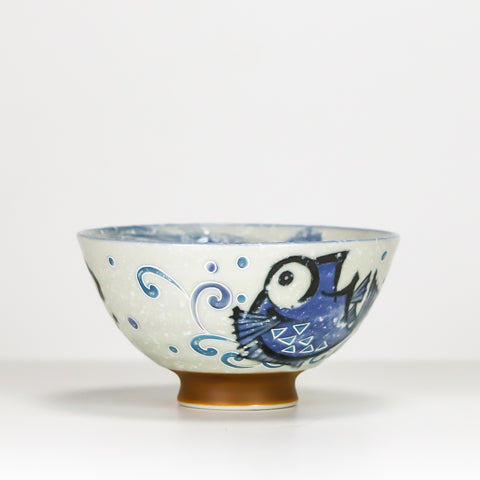 Kanekyu Seito Rice Bowl Blue Tai 125mm