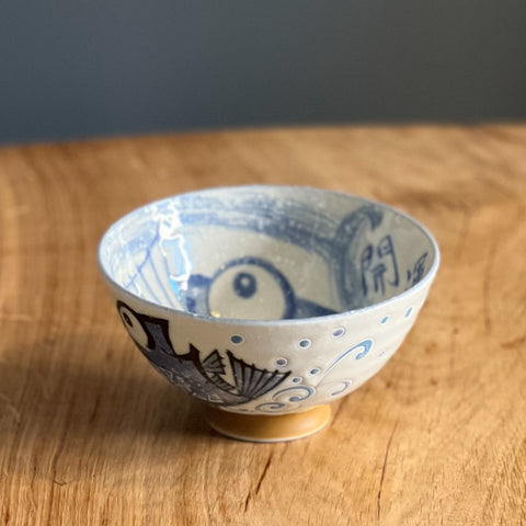 Kanekyu Seito Rice Bowl Blue Tai 125mm