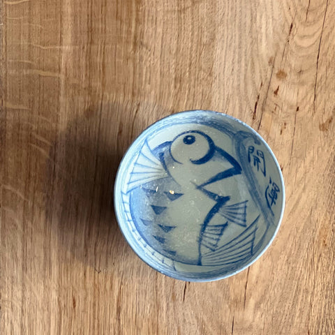 Kanekyu Seito Rice Bowl Blue Tai 125mm