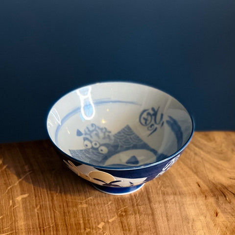 Kōun Bowl, Rabbit, Owl & Fugu 125mm