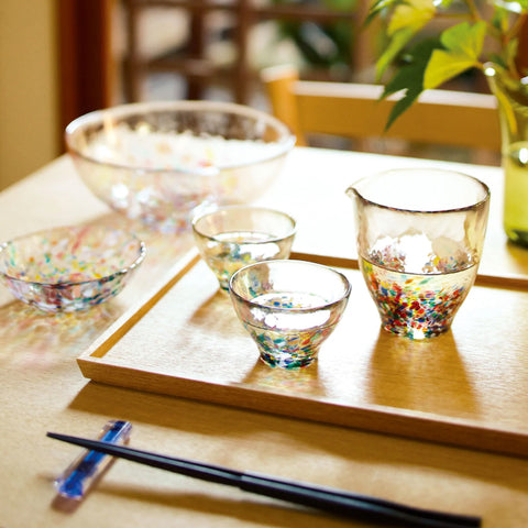 Aderia Handblown Sake Cup and Carafe Set - Nebuta Festival