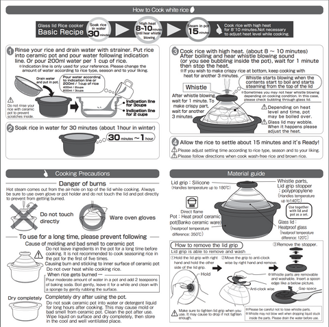 Hario Rice Cooker Glass Lid 1 Cup GNN-150B | SushiSushi