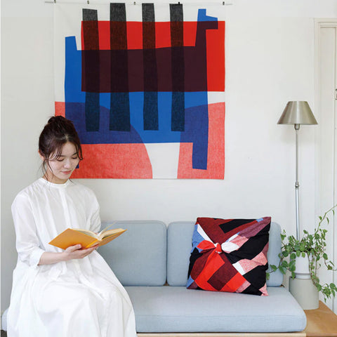 Furoshiki Cotton Wrap - Blue/Red Horse 100x100cm