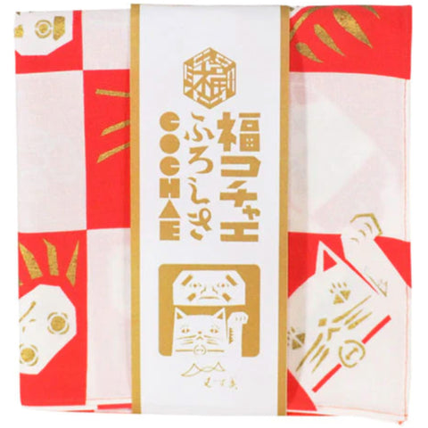 Furoshiki Cotton Wrap-  Cochae Collab Lucky Cat & Daruma 70x70cm