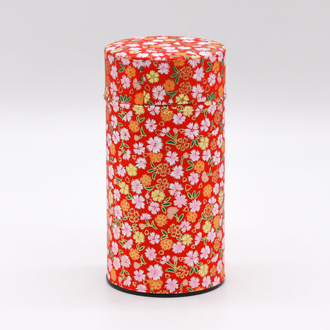 Ishida Tea Tin, Red Floral Pattern