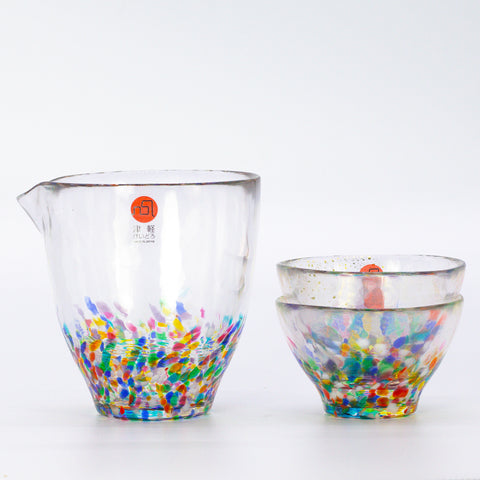 Aderia Handblown Sake Cup and Carafe Set - Nebuta Festival